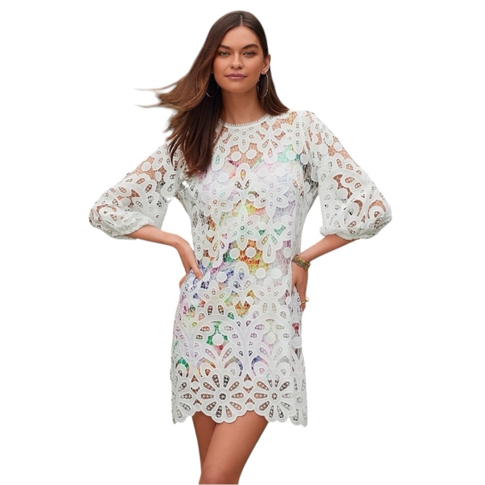 Johnny Was Lisetta Lace Mini Dress Size Medium. - Picture 3 of 6